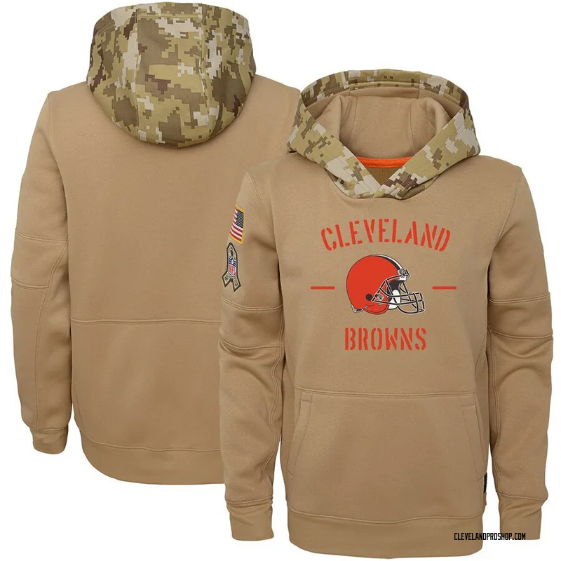 Men's cleveland browns nike olive salute to service deals sideline therma pullover hoodie
