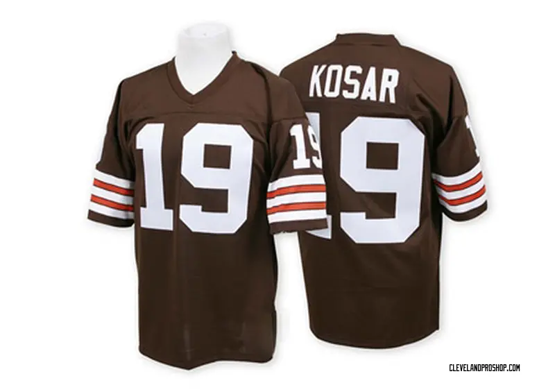 Brown Men's Bernie Kosar Cleveland Browns Authentic Mitchell And Ness Team  Color Throwback Jersey