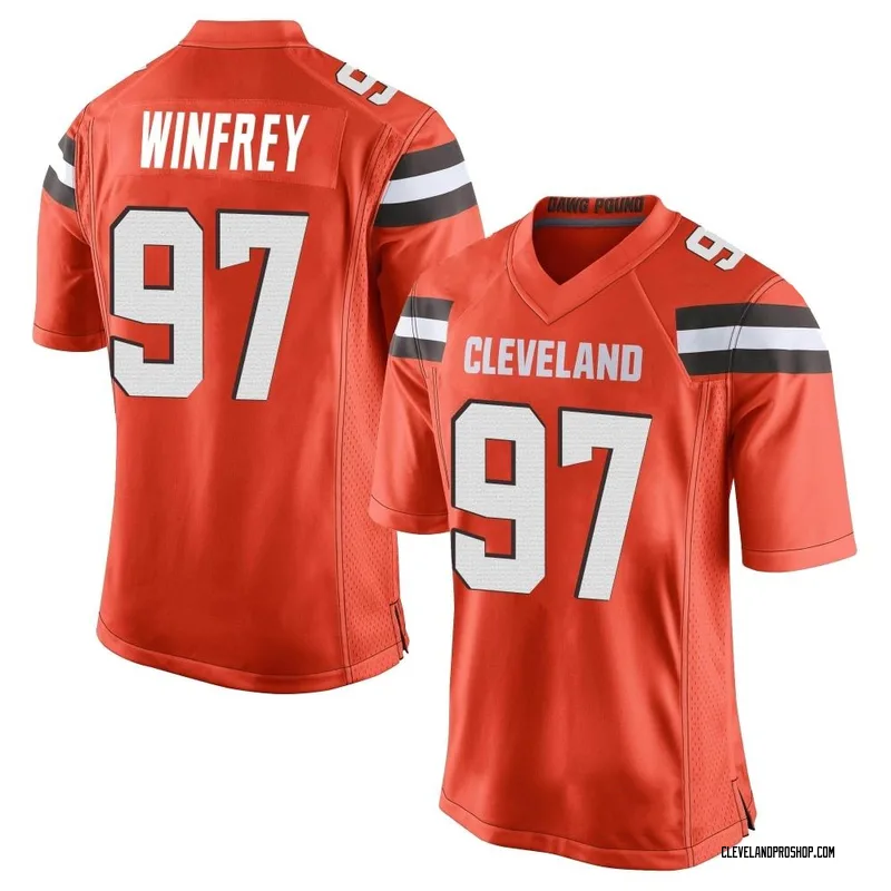 Perrion Winfrey Cleveland Browns Game-Used #97 White Jersey vs. Pittsburgh  Steelers on January 8, 2023