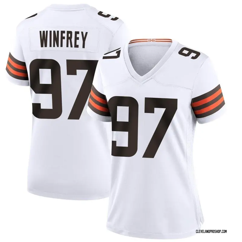 Perrion Winfrey Cleveland Browns Game-Used #97 White Jersey vs. Pittsburgh  Steelers on January 8, 2023